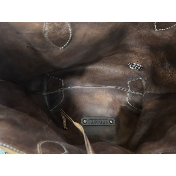 Bed Stu Charlotte Reversible Distressed leather Tote Bag Purse Tan And Brown - Picture 10 of 10